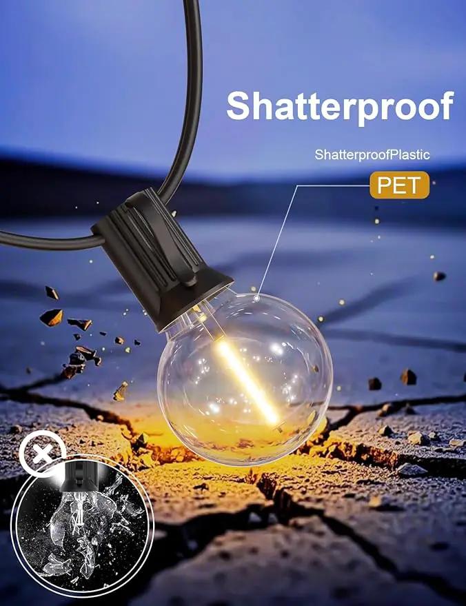 RTTY Outdoor String Lights 150 FT Globe LED Patio Lights with G40 Plastic Bulbs,Waterproof Shatterproof Dimmable Connectable Hanging for Backyard Porch Balcony Party Cafe Deck Decor by GreenHaven Gardens