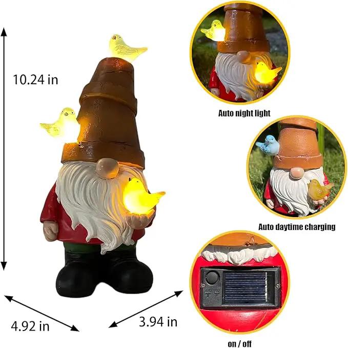 Solar Garden Gnome Figurine, Cute Resin Gnome Sculpture, Garden Gnome Statues Outdoor Decor, Funny Gnome Gift Sculpture Decoration for Home Patio Yard Lawn Porch Ornament by GreenHaven Gardens