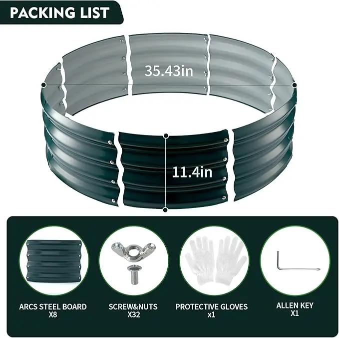 Galvanized Raised Garden Bed for Gardening - 3x3x1ft Round Thickened Metal Planter Box Outdoor for Vegetables, Flowers,Herbs,Above Ground Garden Containers Green by GreenHaven Gardens