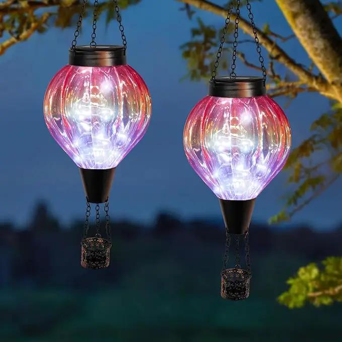 2PC Hot Air Balloon Solar Lantern Outdoor Waterproof, Gradient Orange Glass Balloon Lantern Lights, Hanging Solar Lights for Outside Patio Garden Tree Porch Yard Gift for Women Mom by GreenHaven Gardens