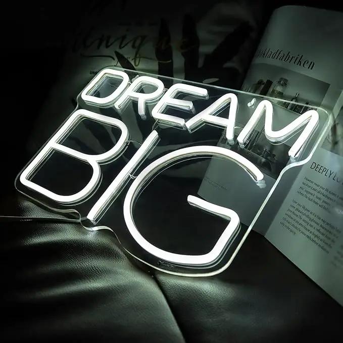 Dream-Big Neon Sign For Wall Decor In Bedroom or Bar,Dream Led Neon Sign For Birthday Gifts,Festivals Decoration,Party Sign Hang on Wall 15 * 9.8inches by GreenHaven Gardens