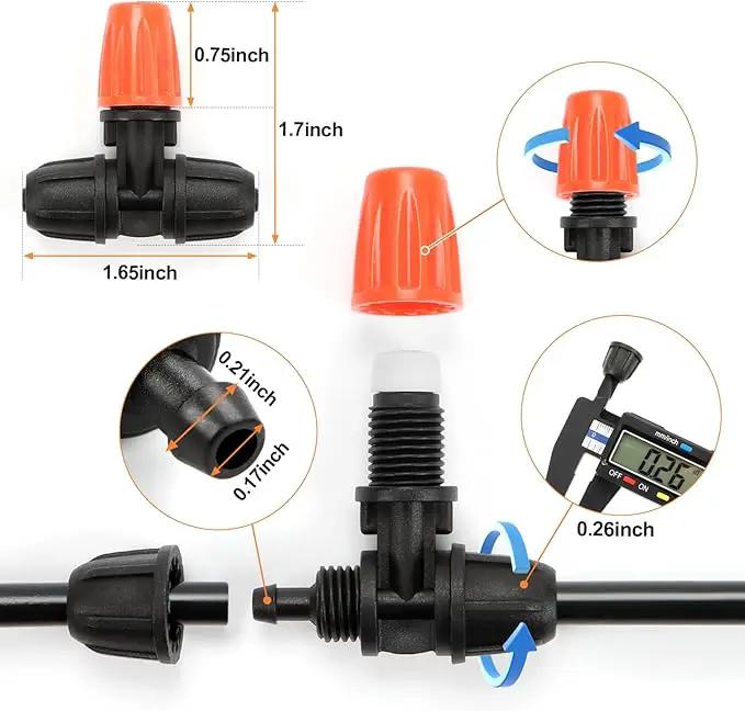 Three-Way Atomizing Nozzle for 1/4 inch Drip Irrigation Tubing, 30 Pcs Adjustable Micro Spray Irrigation Emitters with Anti-leak Lock Nut No Leak Barbed Emitter Fittings for Sprinkle System by GreenHaven Gardens