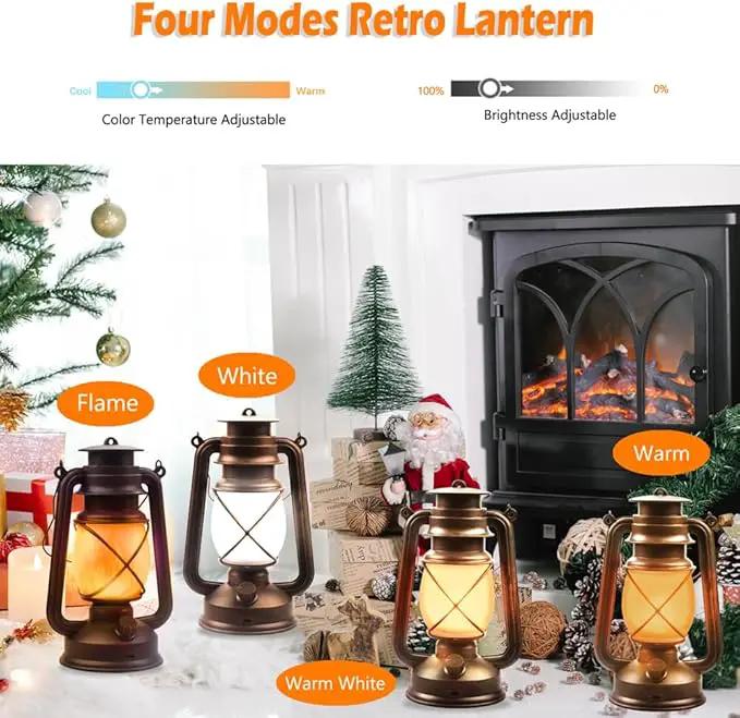Lantern LED Battery Powered Camping Lamp Outdoor Hanging Lantern Flickering Flame Rechargeable Retro Lanterns Remote Control 4 Modes Light Non-Solar 2 Pack by GreenHaven Gardens