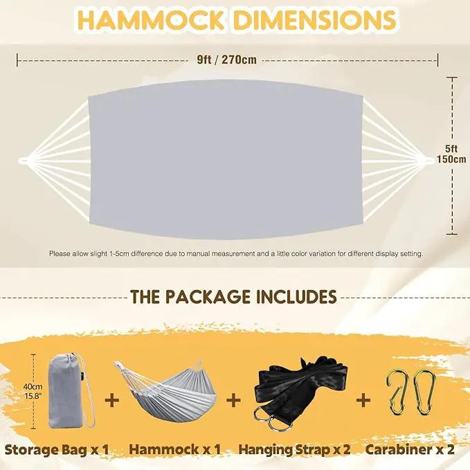 ANYOO Cotton Hammock Portable Camping Hammocks for Hanging Sturdy Garden Comfortable Fabric Hammock with Tree Straps Up to 660lbs with Travel Bag for Camping Outdoor/Indoor Patio Backyard by GreenHaven Gardens