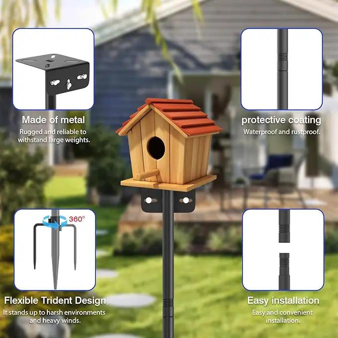 1 Pack 60 inch Adjustable Bird Feeder Pole,Bird House Pole Suitable for Feeders & BirdHouse,Weather Station,Heavy-Duty Rustproof Design,Enhance Outdoor Decor & Birdwatching Experience (1 PACK 60 inch) by GreenHaven Gardens