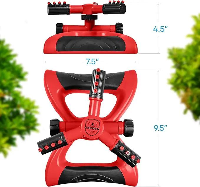 Joeys Sprinkler for Yard, Rotating Garden Sprinkler for Large Area Coverage, Lawn and Yard Sprinklers (Red) by GreenHaven Gardens