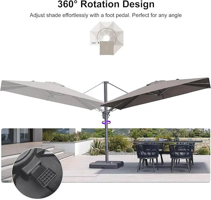 PURPLE LEAF 10' X 6.5' Left-right Tilting Outdoor Patio Umbrella Swivel Offset Cantilever Heavy Duty Rectangle Aluminum Umbrella with UV Resistant for Deck Pool Patio Backyard, Ash Mocha by GreenHaven Gardens