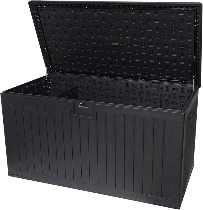 230 Gallon Outdoor Storage Box Waterproof, Extra Large Plastic Outside Deck Box Weatherproof, Resin Patio Storage Bin with Lock and Lids for Pool Equipment and Cusion by GreenHaven Gardens