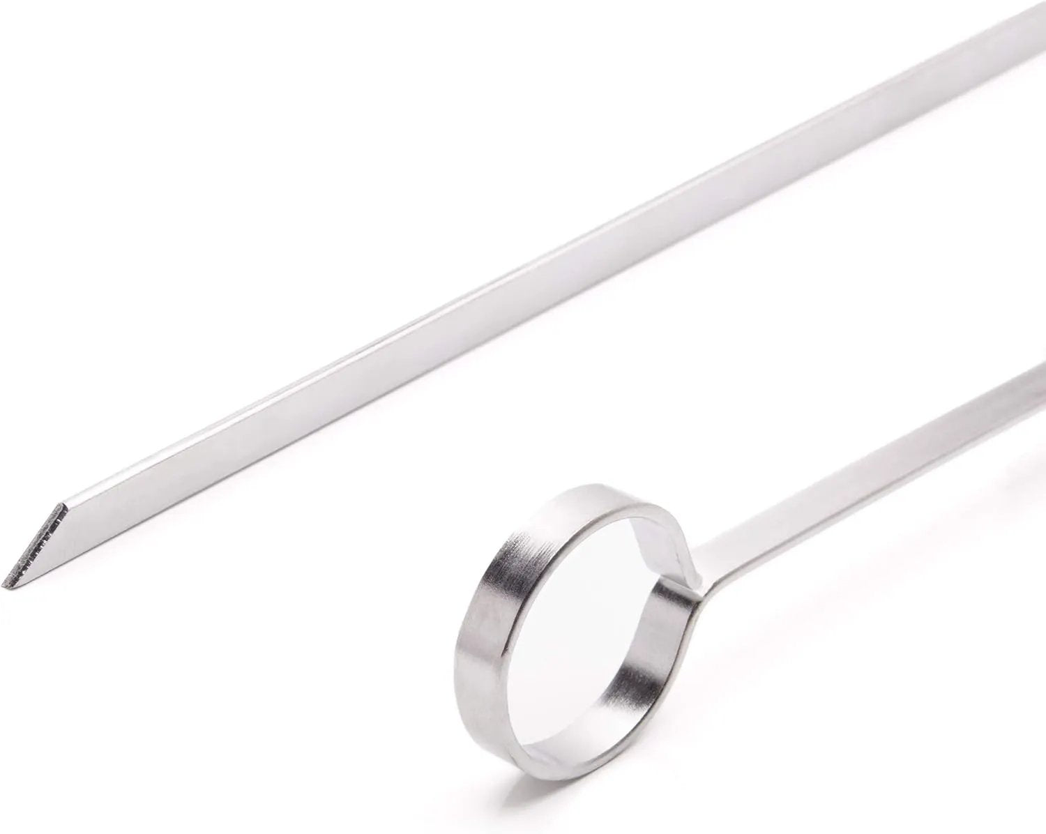 THORIUM BBQ Skewers |Shish Kebab Rotisserie Skewers for Grilling | Sharp Flat S kewers with Ring Handle for Easy Turning | Durable Stainless Steel | 12 Pieces, 35cm Long | Includes Basting Brush by GreenHaven Gardens