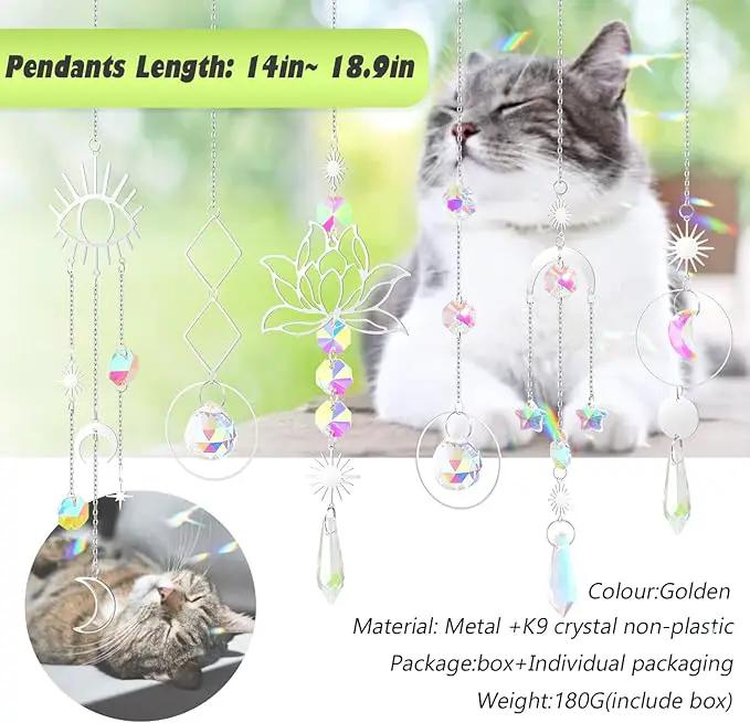 ilclviz Suncatcher Crystal Hanging Sun Catcher Prism with Chain Pendant Ornament Crystal Balls for Window 6 Pieces by GreenHaven Gardens
