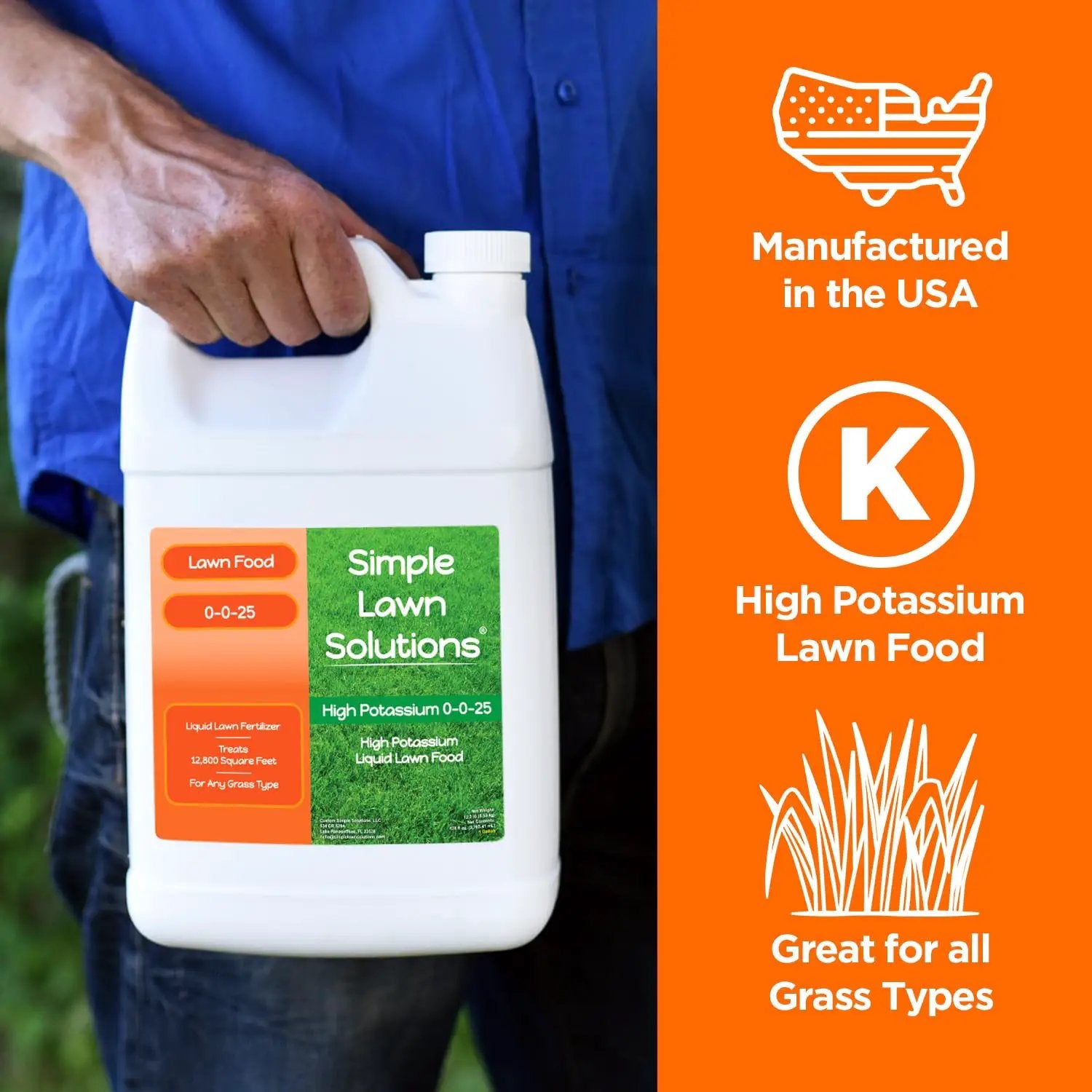 Simple Lawn Solutions - High Potassium Lawn Food Liquid Fertilizer 0-0-25 - Concentrated Spray - Turf Grass Vigor and Plant Hardiness - Summer and Fall - Any Grass Type (1 Gallon) by GreenHaven Gardens