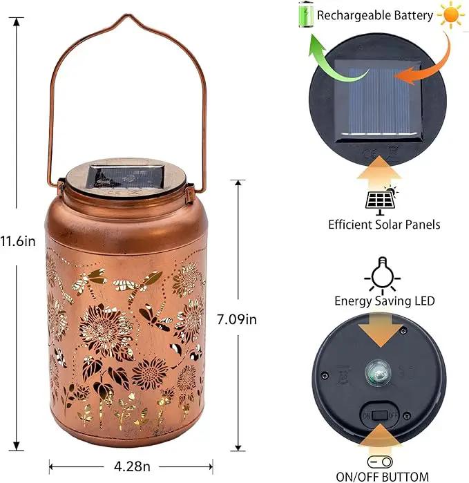 2pack Solar Lanterns Lights Outdoor Hanging Lantern Waterproof Metal LED Dragonfly Christmas Decor Gifts for Women Mom Grandma Solar Light for Garden,Yard,Patio, Lawn,Pathway,Landscape by GreenHaven Gardens