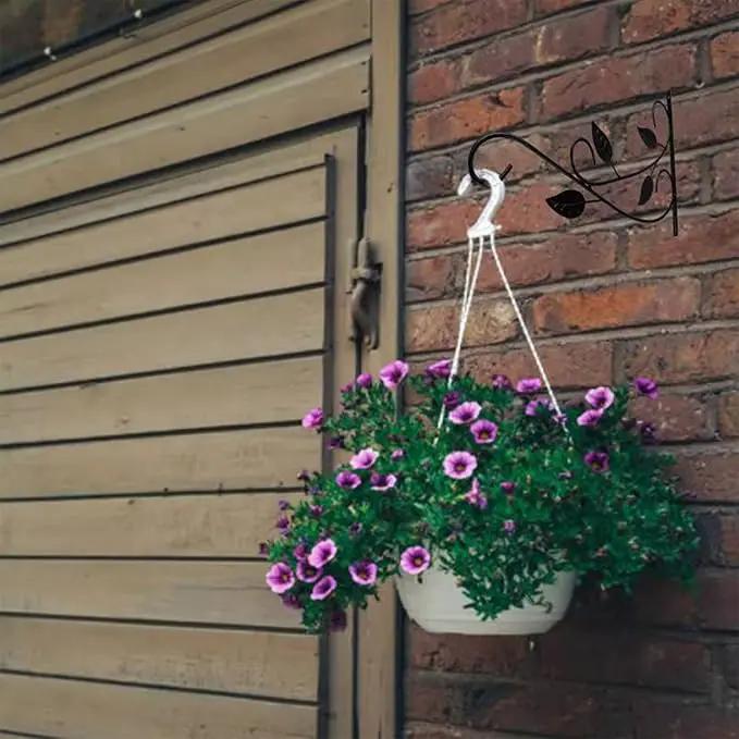 4 Leaves Style Metal Hanging Plant Brackets 12 inches x 9 inches, Pack of 2, Wall Mount Plant Hangers, Planter Hooks for Flower Baskets, Bird Feeders in Corridor/Patio/Porch/Garden by GreenHaven Gardens