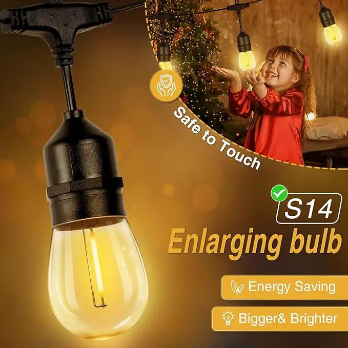 ZJOJO 60FT Solar String Lights Outdoor Waterproof, Solar Lights Outdoor with 15 Shatterproof Bulbs IP65, Patio Light for Outside Decor by GreenHaven Gardens