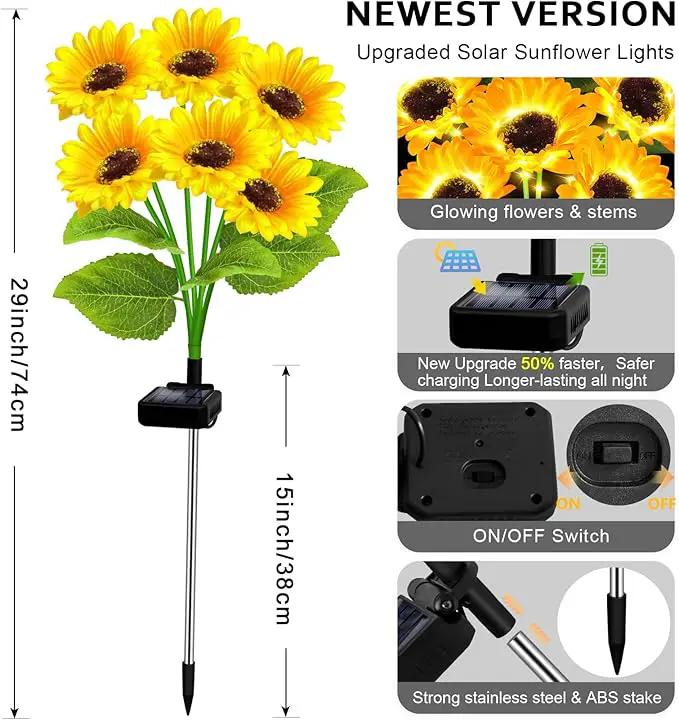 Solar Lights Outdoor Garden Decor,4 Pack with 24 Sunflower Lights,Solar Flowers Lights Waterproof,Sunflowers Gifts for Mom Women Grandma Birthday,Decorative Stakes Lights for Landscape Yard Patio Lawn by GreenHaven Gardens