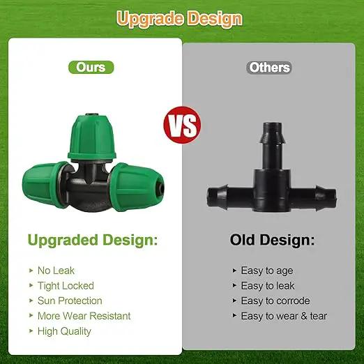 Drip Irrigation Fittings Kit for 1/4" Tubing, 65 Pcs Drip Line Lock Barbed Connectors for Drip Systems - 18 Couplings, 15 Tees, 12 End Caps,1 0 Elbows, 5 Cross Connectors, 5 Misters Nozzles by GreenHaven Gardens