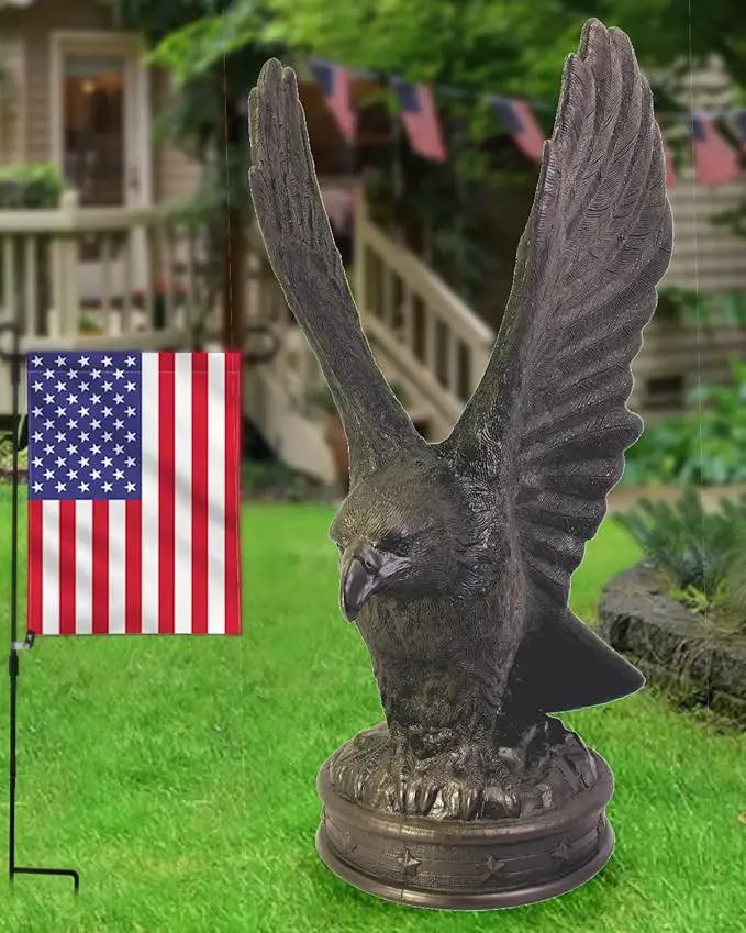 EMSCO Group Freedom Eagle Statue – Natural Bronze Appearance – Made of Plastic Resin – 32” Height by GreenHaven Gardens