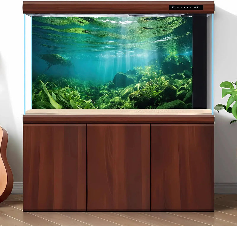 Under The Sea Fish Tank Background Aquatic Plants Deep Sea Aquarium Background Underwater Sunray Rock with Moss Terrarium Backgrounds Deep Ocean Floor Tropical Fish Tank Backgrounds 60x24in by GreenHaven Gardens