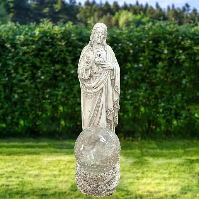 Jesus Statue Outdoor Decor Solar Lights, Religious Garden Statue, Blessed Father Outdoor Figure for Home/Garden Decor, Gift for Men/Father(11.22" H) by GreenHaven Gardens
