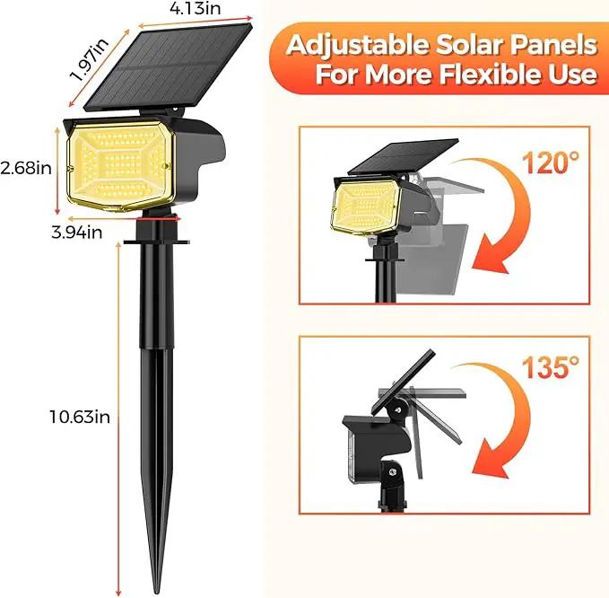 Solar Spot Lights Outdoor, 92 LEDs Landscape Lighting with 3 Lighting Modes and Auto On/Off, IP67 Waterproof Spotlights, Outdoor Solar Lights for Yard Garden, 6 Pack (Warm White) by GreenHaven Gardens