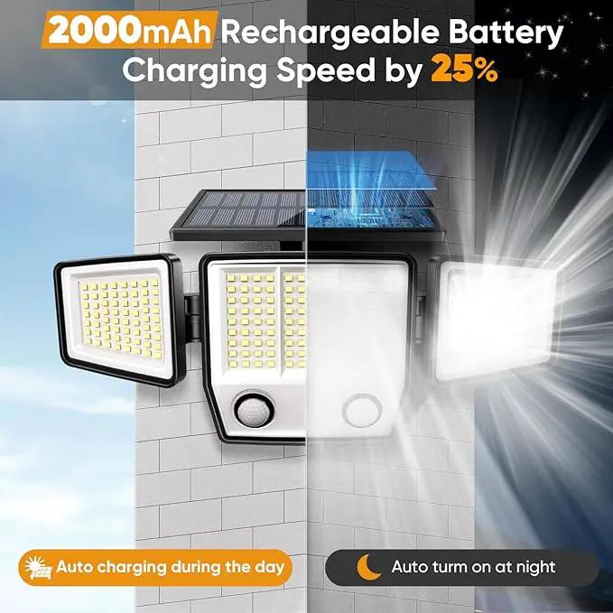 Solar Motion Sensor Outdoor Lights Waterproof - 3000LM 3 Modes Solar Security Lights Outdoor 270° Illumination IP65 LED Flood Wall Light for Garden Yard Patio Pathway (1Pack) by GreenHaven Gardens