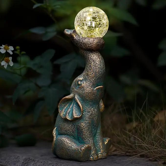 MININOVA Solar Elephant Garden Decor Statues & Sculptures for Outside, Outdoor Figurine Lights for Patio, Yard, Balcony, Unique Housewarming Ornament by GreenHaven Gardens