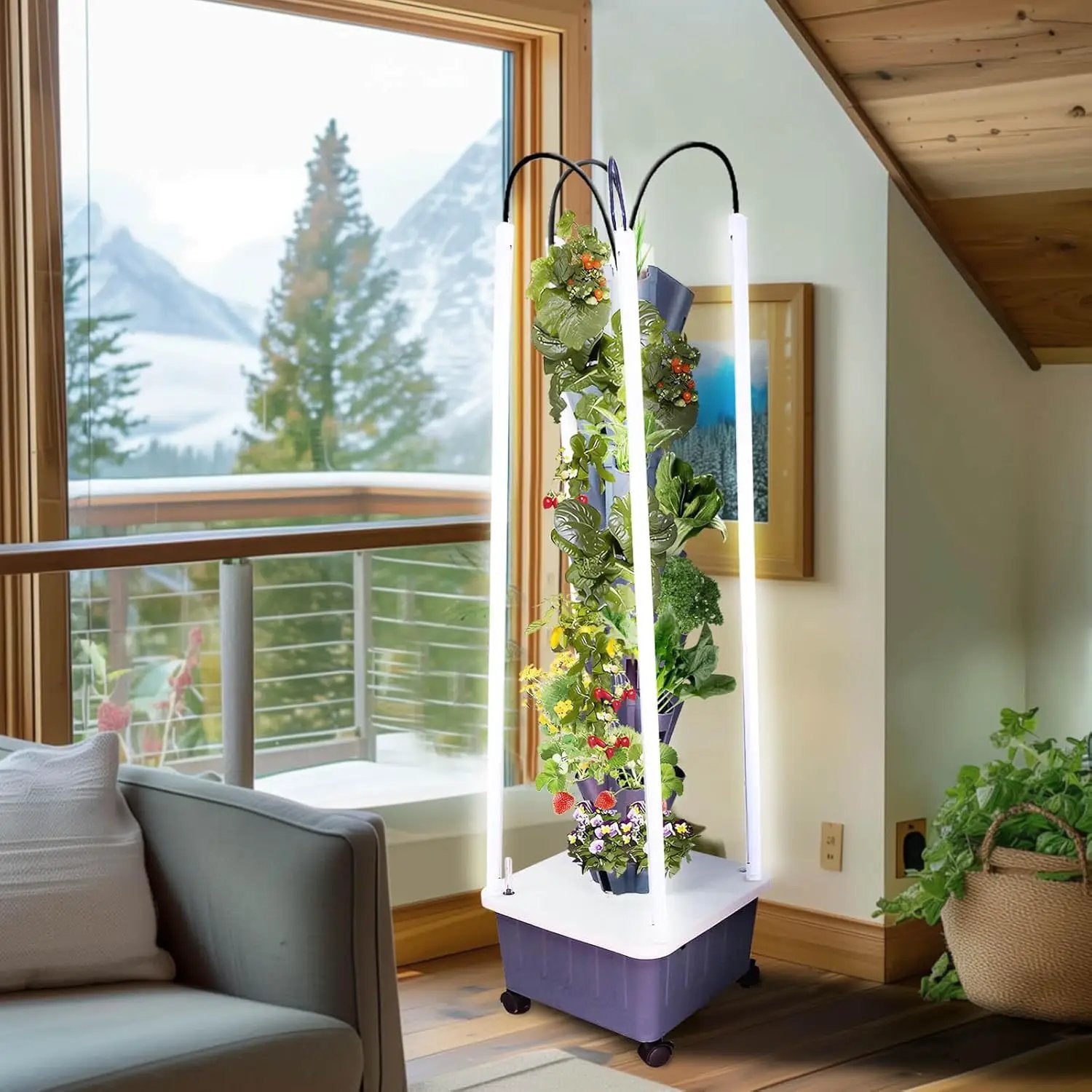 Hydroponic Growing System with Grow Lights, Indoor Gardening System, Grow Plant Food at Home with 40 Pieces at a time for Fruits, Vegetables, Herbs, and Miniature Greens (No Seedlings Included) by GreenHaven Gardens