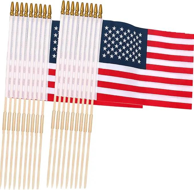 24 Pack 12x18 Inch American Flags For outside, US Flags with Kid-Safe Spear Top, Pluggable ground Multi-Purpose wood Flagpole , Patriotic Decorations, Memorial Day, 4th of July decorations,Independence Day Patriotic Holiday Yard Garden Flags by GreenHaven Gardens
