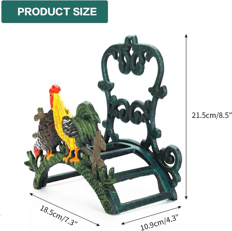Sungmor Heavy Duty Cast Iron Hose Holder, Garden & Yard Decorative Cocks Wall Mounted Hose Butler, Water Pipe Holds, Rack, Hanger, Antique Wall Decorations by GreenHaven Gardens