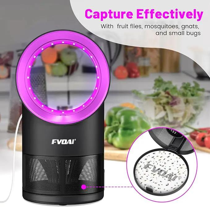 Fruit Fly Trap for Indoors, Fly Traps Indoor for Home Bug Zapper Indoor Insect Trap with Time Setting,Suction, Bug Light & 1 Pcs Sticky Glue Boards (Pink) by GreenHaven Gardens