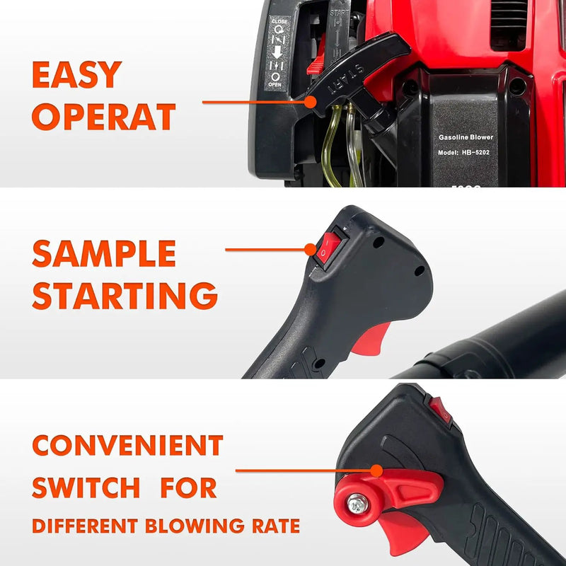 Backpack Gas Leaf Blower,76CC,660CFM,200MPH,4 Stroke Air Cooling Gas Backpack Grass Blower,Snow Blower EPA Compliant by GreenHaven Gardens