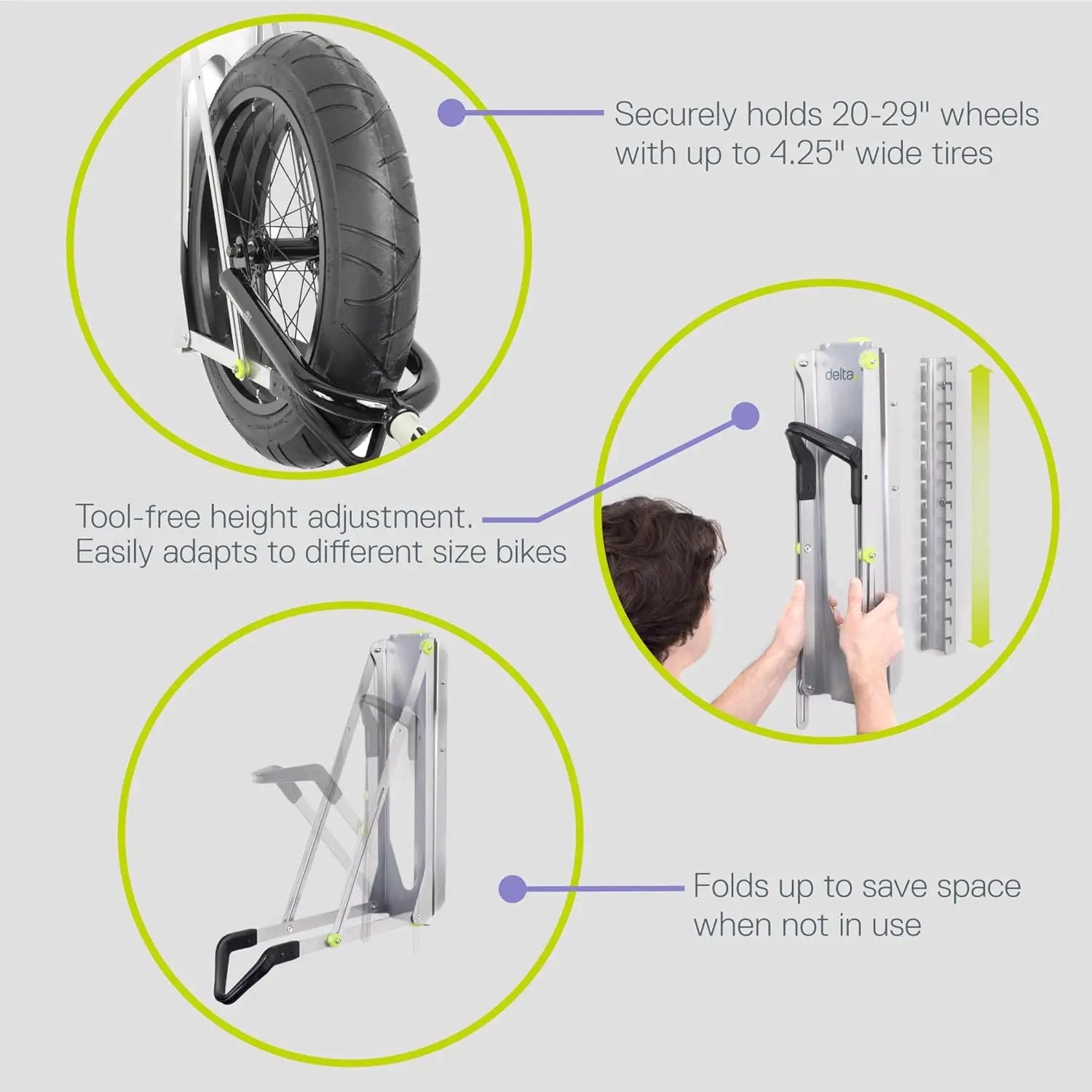 Pivot Bike Storage Rack by Delta Cycle - Bike Rack Garage Wall Mount Swivels to Save Space - No Lifting Required Vertical Bike Rack - Indoor Bike Storage Wall Hanger Holds Up to 100 lbs by GreenHaven Gardens