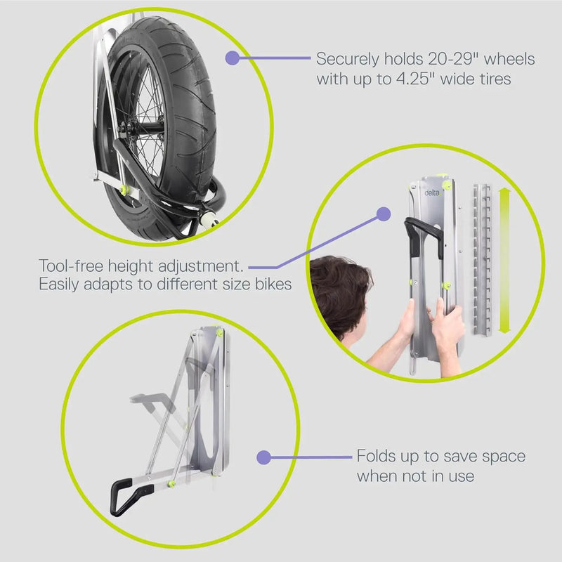 Pivot Bike Storage Rack by Delta Cycle - Bike Rack Garage Wall Mount Swivels to Save Space - No Lifting Required Vertical Bike Rack - Indoor Bike Storage Wall Hanger Holds Up to 100 lbs by GreenHaven Gardens