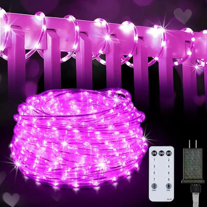 50Ft 600 LED Rope Lights Outdoor, Pink Flexible Tube Light Waterproof Plug in 8 Modes Timer Memory, Permanent String Lights for Tree,Pool, Bedroom, Fence, Garden, Indoor, Outside Decorations by GreenHaven Gardens