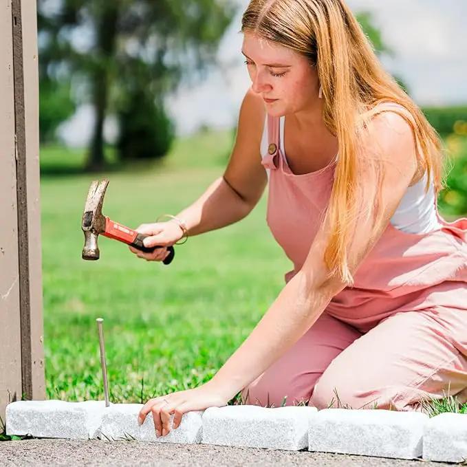 Beuta Landscape Edging | Garden Edging Border | No Dig Faux Stone Bricks & Spikes for Lawn Edging, Flower beds, Pathways & Yards – 4 Packs | Each Pack Has 6 Bricks 48" Lx 4" W x 2.25" H|Limewash by GreenHaven Gardens