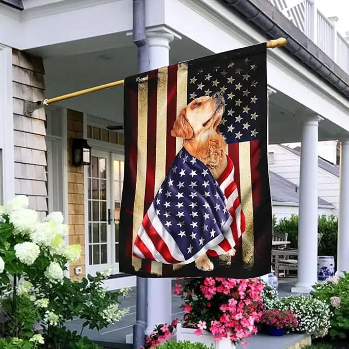 FLAGWIX Golden Retriever Flag, Outdoor Golden Retriever Decoration - 4th of July Decorations for Home, Wall, House Flag 30x40 - Heavy-duty Canvas Dog Lover, Garden Home Decor Golden Retriever Patriot by GreenHaven Gardens