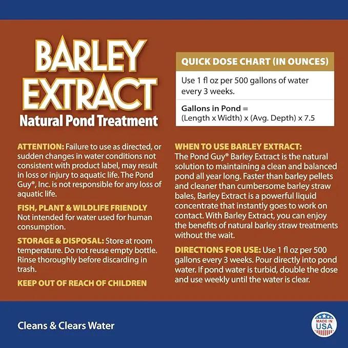 The Pond Guy Barley Extract Natural Liquid Treatment for Ponds and Water Gardens, Safe for Koi Fish and Plants, Natural Solutions for Clear Pond Water - 16 Ounces by GreenHaven Gardens