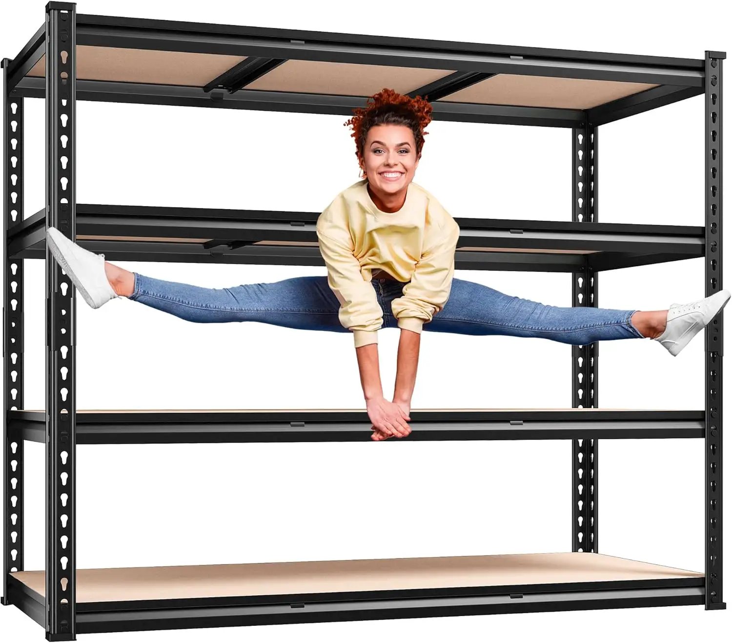 REIBII 48" W Garage Shelving Heavy Duty, 2000LBS Storage Shelves, 4 Tier Adjustable Metal Shelves for Garage Shelving Sturdy Industrial Shelf, Easy Assemble, 48" W x 60" H x 18" D by GreenHaven Gardens