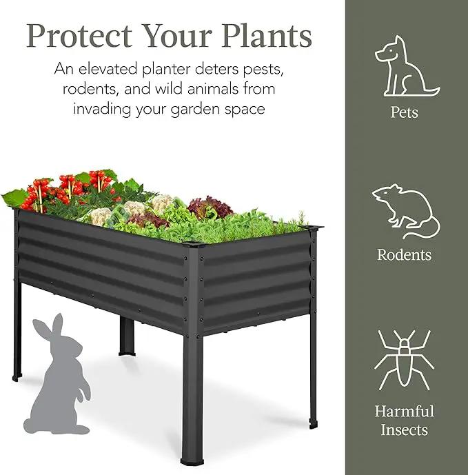 Best Choice Products 48x24x30in Galvanized Raised Garden Bed, Metal Elevated Planter Box, Vegetable Garden for Backyard, Patio, Balcony - Charcoal by GreenHaven Gardens