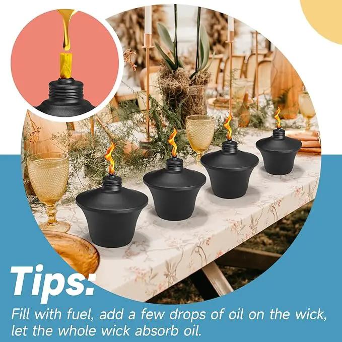 4-Pack Citronella Tabletop Torches, 14.5 oz Table Top Torches for Outdoor, Metal Oil Burner Candles, Garden Torches with Fiberglass Wick for Yard, Patio, Deck, Garden, Party, Landscape by GreenHaven Gardens