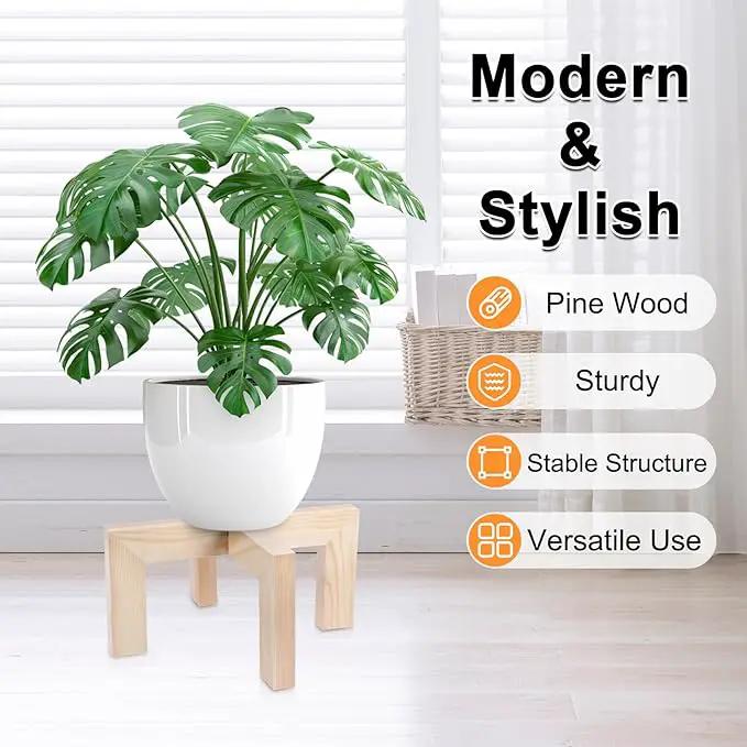 Plant Stand, Indoor/Outdoor Wood Plant Holder, Single Flower Pot Stand, Sturdy Planter Stand, Fit 5-15 Inch Pots by GreenHaven Gardens