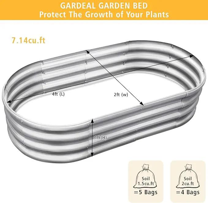Garden 4x2x1ft Galvanized Raised Garden Bed Kit - Metal Planter Boxes for Vegetables/Herbs/Flowers, Heavy-Duty Steel Outdoor Garden Box with Reinforced Edges(4X2X1FT) by GreenHaven Gardens