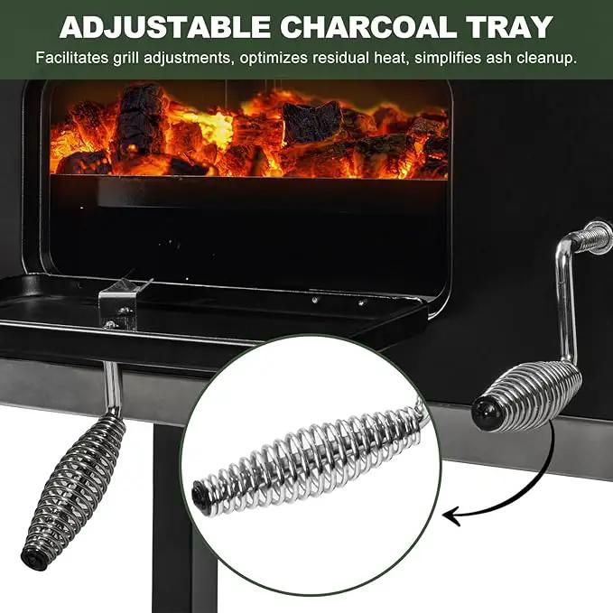 Charcoal Grills, Large Outdoor BBQ Grill Offset Smoker with Side Table Heavy Duty Outside Barbecue Grills Cooking Backyard Patio (Enamel Grill Grate) by GreenHaven Gardens