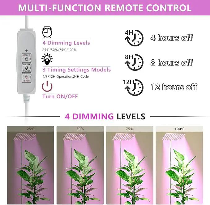 BESTVA 48W Grow Lights for Indoor Plants with Stand, Full Spectrum LED Plant Light for Indoor Plants,12-59 Inches Height Adjustable Growing Lamp with Auto On/Off Timer 4H/8H/12H, 4 Dimmable Brightness by GreenHaven Gardens
