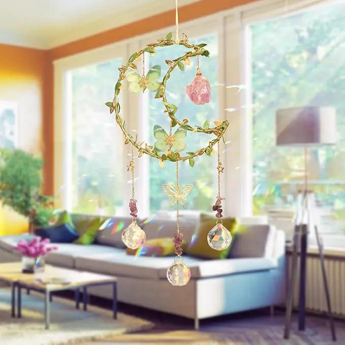 Suncatcher - Amethyst Moon Crystal Sun Catcher Window Hanging, Good Luck Charms Gifts for Women Chrismas Thanksgiving Birthday Crystal by GreenHaven Gardens