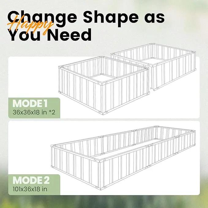 KING BIRD Galvanized Raised Garden Bed with 2 Installation Methods for DIY, 101" x 36" x 18" Heightened Planter Kit Box Outdoor for Deep-Rooted Vegetables, Flowers, Green by GreenHaven Gardens