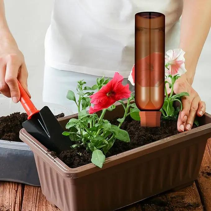 3 Sets Plant Watering Devices Include Terracotta Self Watering Spikes and 26 oz Plastic Bottles, Slow Release Vacation Insert Automatic Plant Waterer Device (Blue Clear Brown and Terracotta) by GreenHaven Gardens