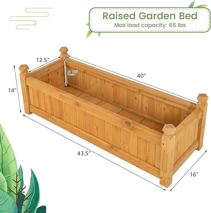 HAPPYGRILL Raised Garden Bed, Elevated Planter Box with Drainage Holes, Outdoor Wood Planter Container for Vegetables Flowers & Herbs, Planter Raised Beds for Garden, Patio, Balcony by GreenHaven Gardens