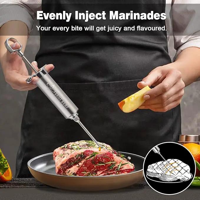 Meat Injector Syringe Kit with 3 Professional Marinade Injector Needles for BBQ Grill Smoker, Turkey and Brisket; 2-oz Large Capacity, Including Paper User Manual, Recipe E-Book (PDF) by GreenHaven Gardens