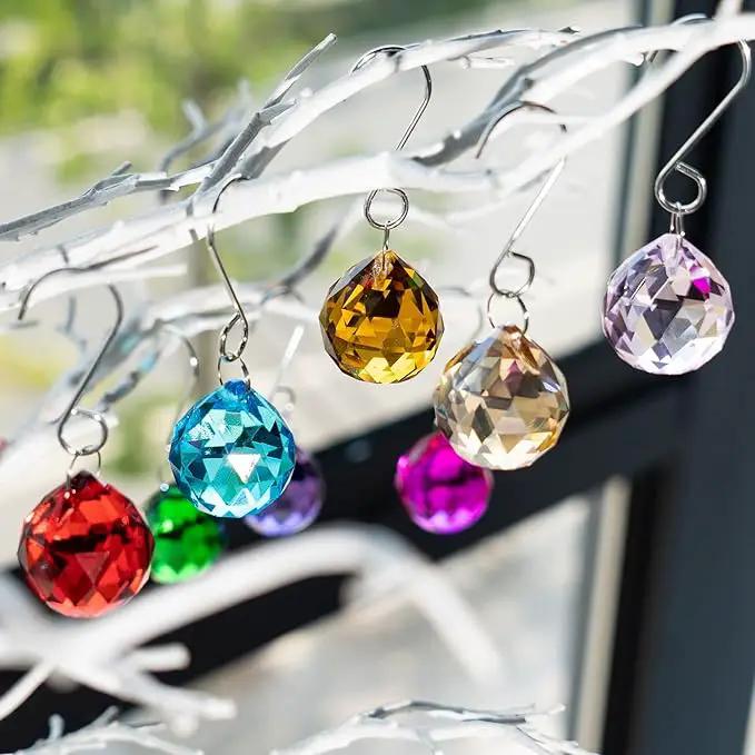 10 Pack Crystal Ball 1.18"/30mm Prism Sun Shine Catcher Rainbow Pendants Maker, Hanging Crystals Prisms for Windows, for Feng Shui, for Gift (Multi-Colors) by GreenHaven Gardens